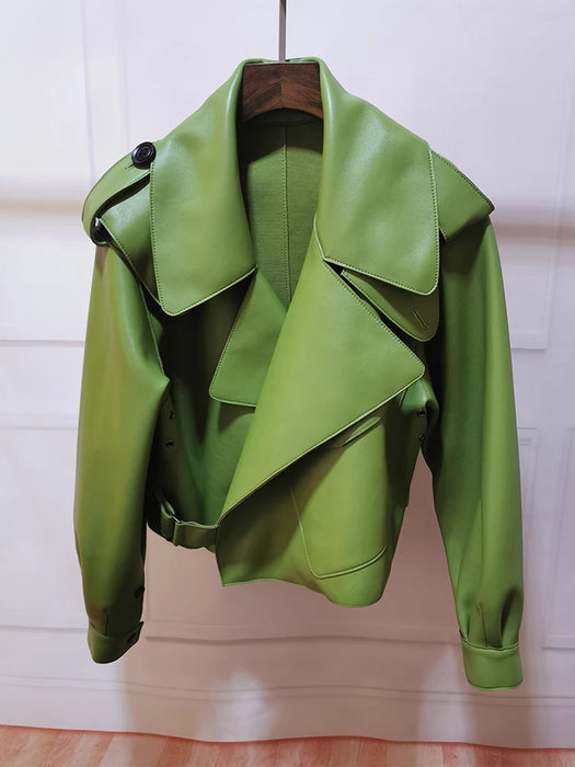 PU Leather Jacket Coat Ladies Basic Soft Short Outwear Punk Clothing Faux