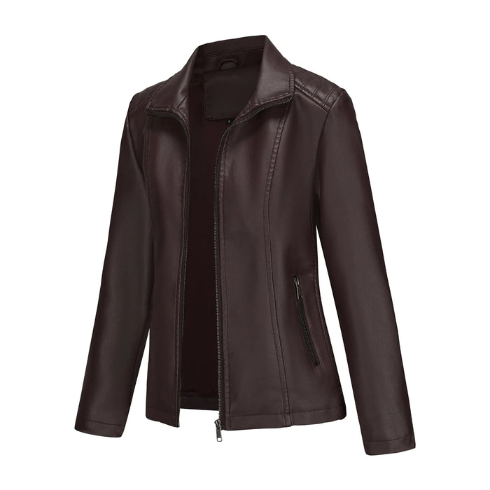 2026 Women’s Stylish Brown Faux Leather Jacket