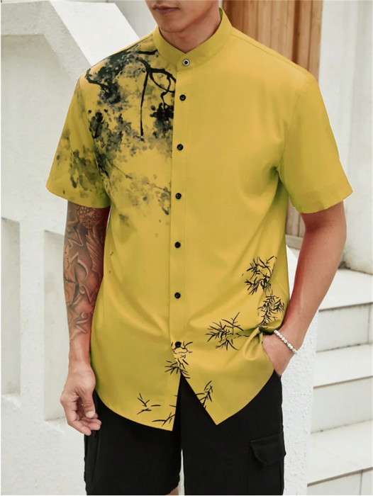 Men's plant-based shirt printed with high-definition patterns,