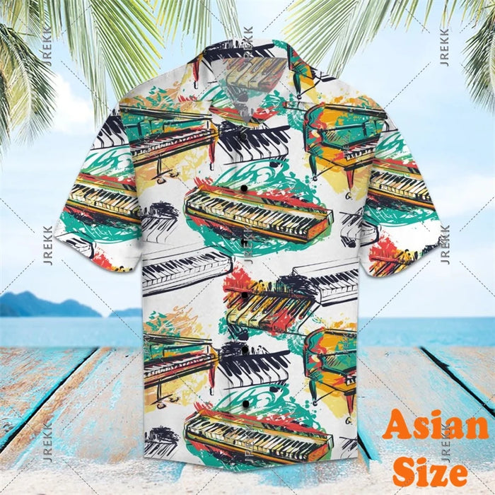 DJ Music Party Neon Print Hawaii Shirt Men's Clothing