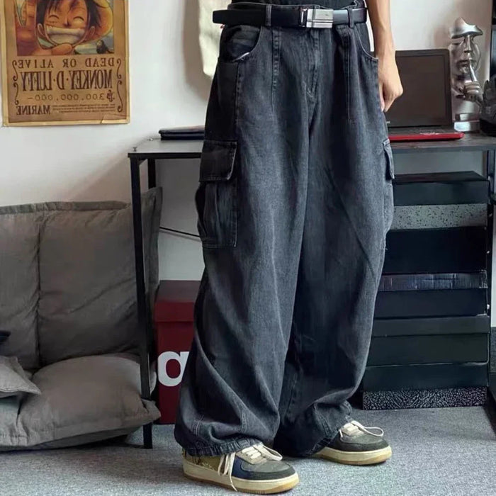Baggy Jeans Men's Oversize Cargo Korean Black Wide Pants