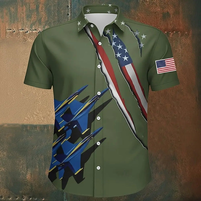 Men's US Flag Patriotic America's 250th Anniversary Button Up Shirts