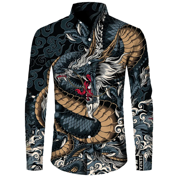 Comfortable Men's Tops Lion Palm Graphic HD Pattern Button Long Sleeve Shirt