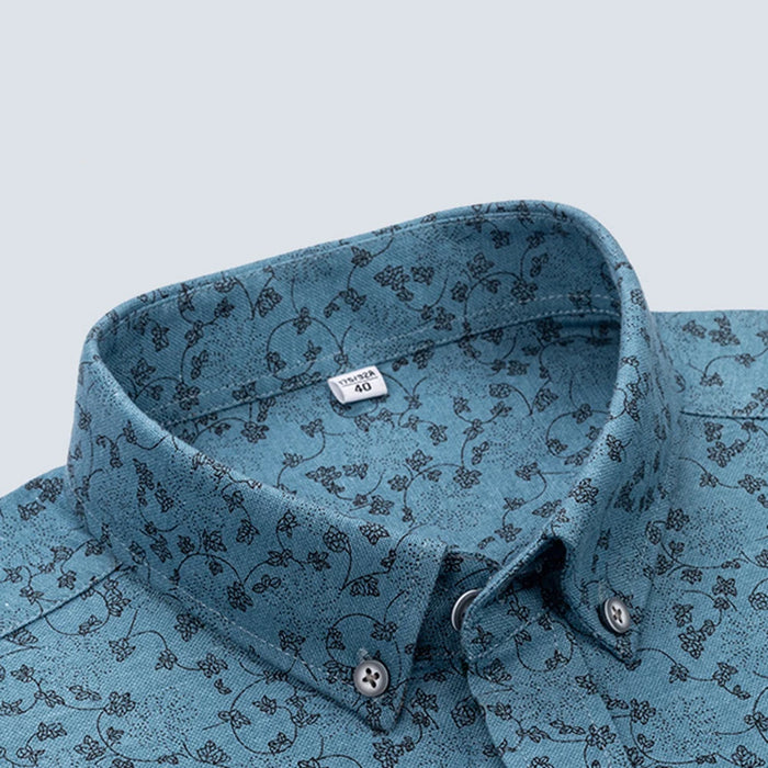 Men's Stylish Floral Print Button-Up Collar Dress Shirt