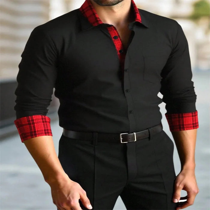 Men's shirt long sleeve charming party digital print patchwork shirt