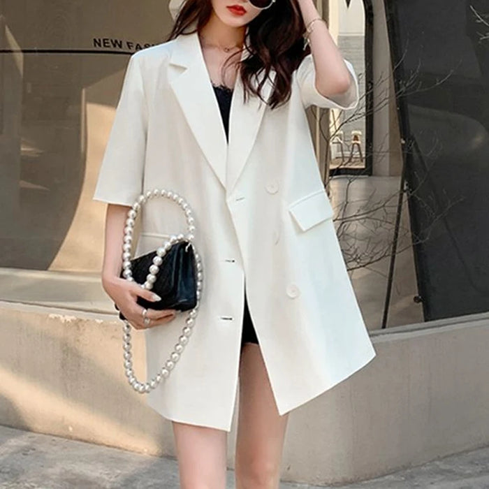 Summer New Solid Color Fashion Short Sleeve Blazers Women