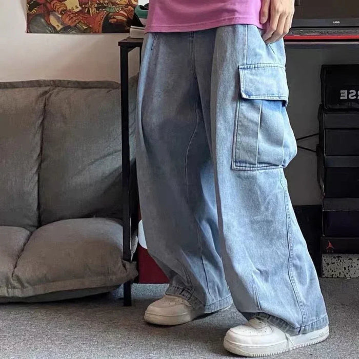 Baggy Jeans Men's Oversize Cargo Korean Black Wide Pants