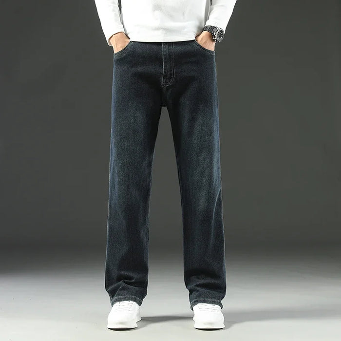 2026 New Spring and Autumn Men's Jeans, Loose, Comfortable, Straight, Business Casual, Versatile Wide-leg Business Trousers