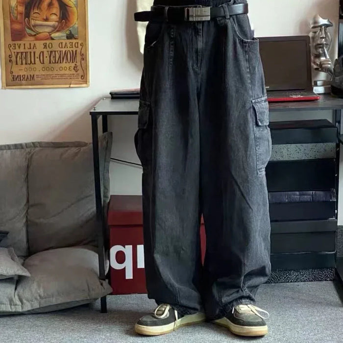 Baggy Jeans Men's Oversize Cargo Korean Black Wide Pants