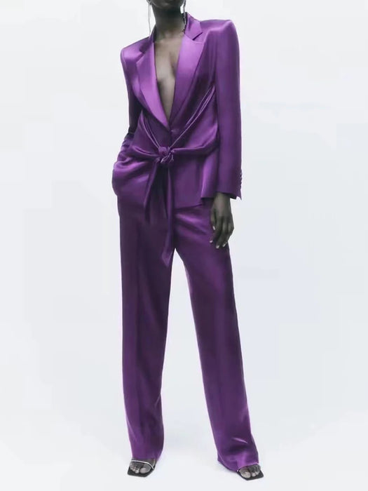 New Two Piece Womens Fashion Long Sleeve Bow