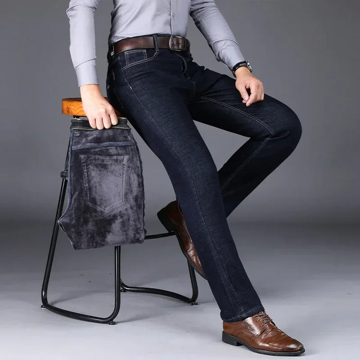 2024 Winter New Men's Fleece Warm Jeans