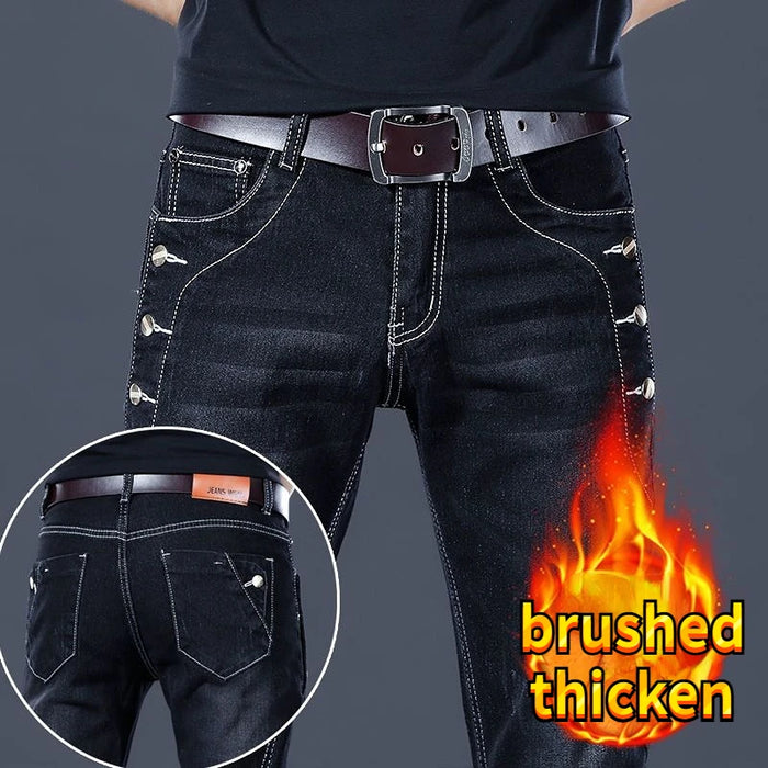 Autumn Winter Brushed Cowboy Luxury Slim Designer Clothes