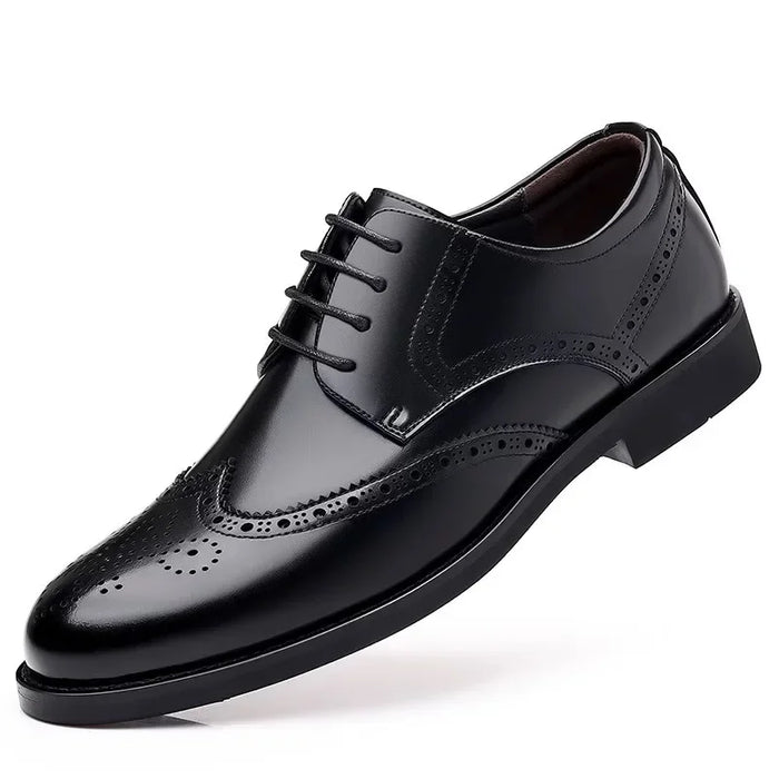 Men's Leather Shoes Floral Carving Brogue Casual Wedding Groom Shoes