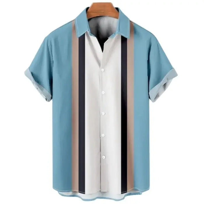 Hawaiian Shirt Harajuku Stripe Print Loose