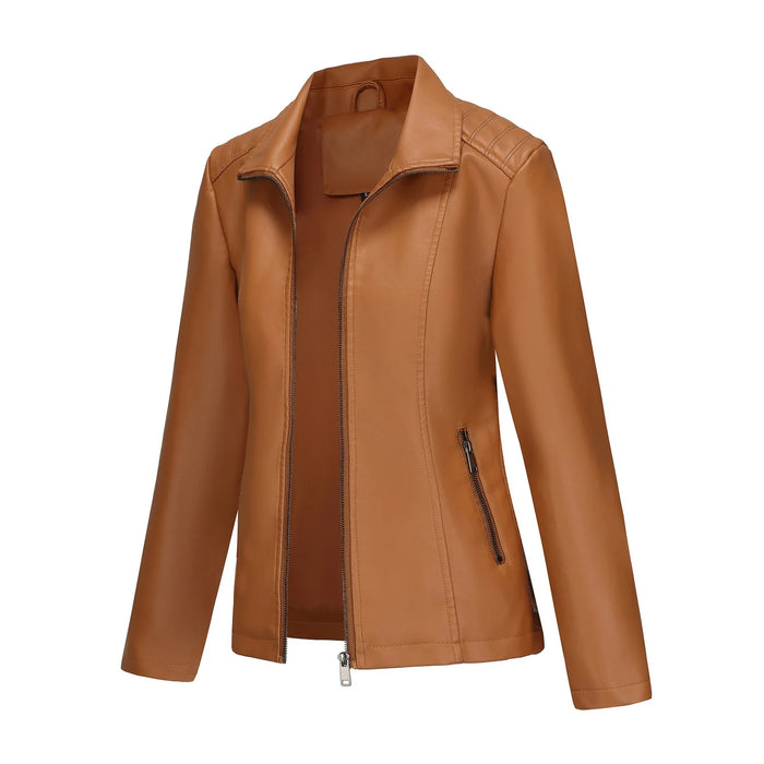 2026 Women’s Stylish Brown Faux Leather Jacket