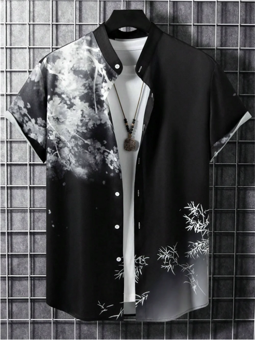 Men's plant-based shirt printed with high-definition patterns,