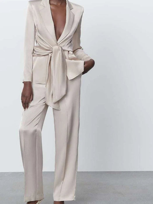 New Two Piece Womens Fashion Long Sleeve Bow
