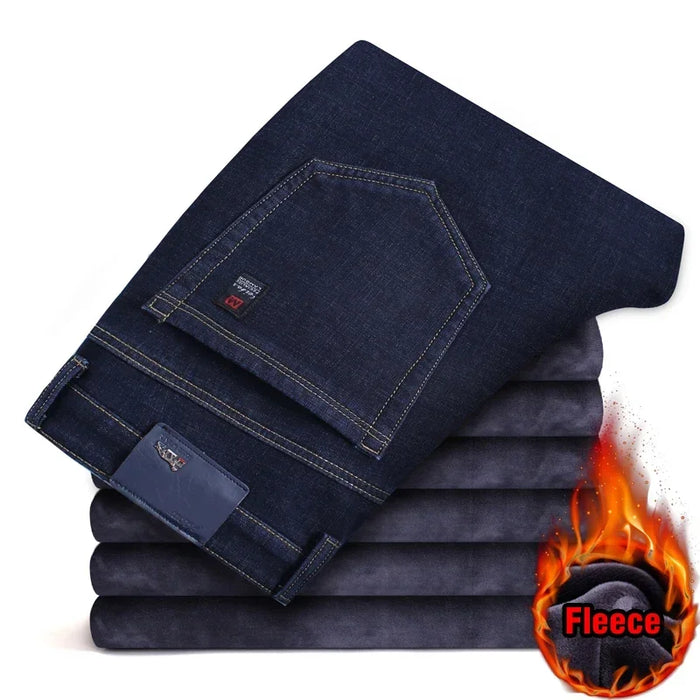 2024 Winter New Men's Fleece Warm Jeans