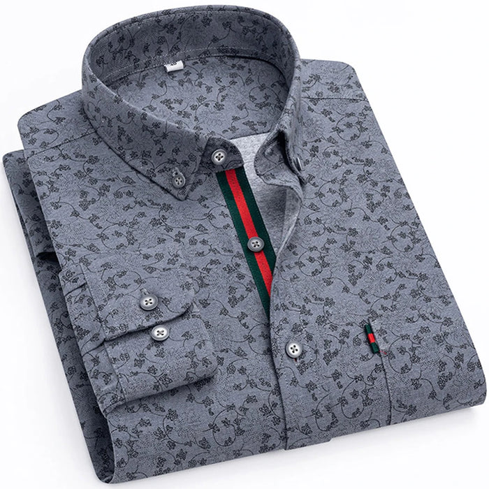 Men's Stylish Floral Print Button-Up Collar Dress Shirt