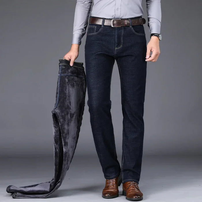 2024 Winter New Men's Fleece Warm Jeans