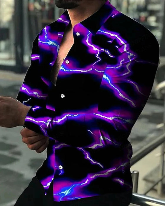 Lightning Hawaiian Shirts Floral 3d Printed Shirts Men Fashion Shirt