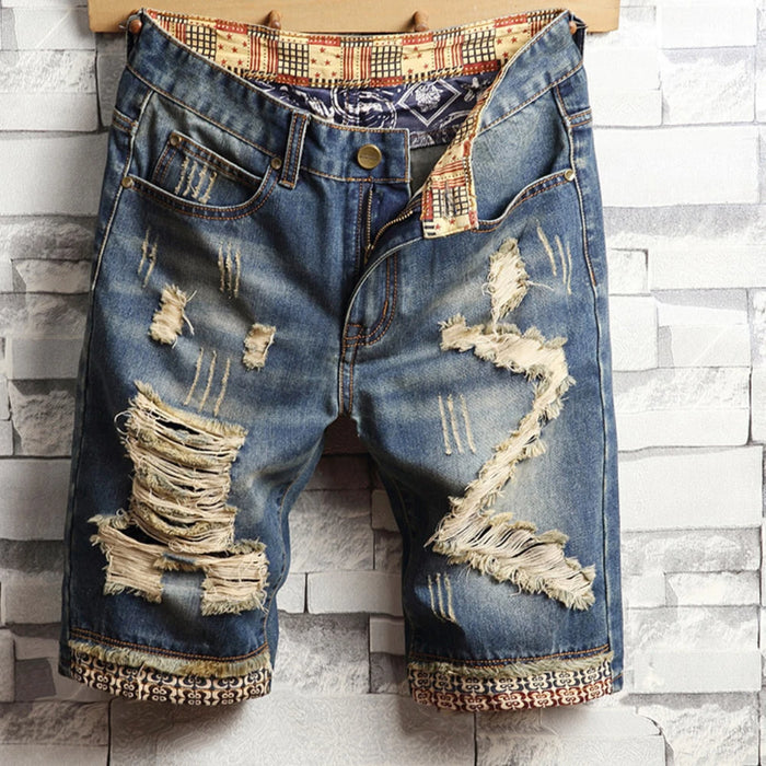 Hole Vintage Men Jeans Shorts