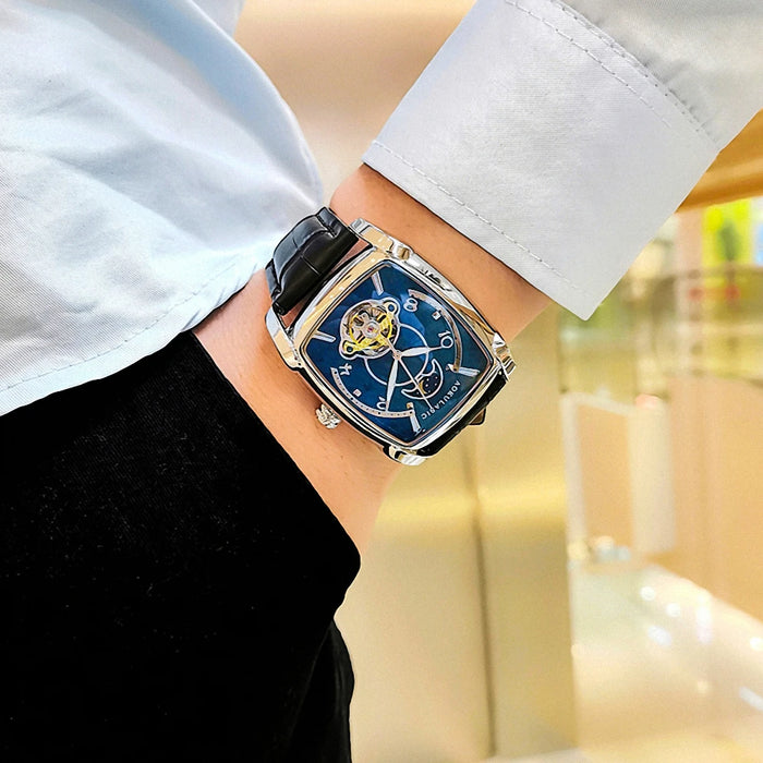 AOKULASIC Tourbillon Skeleton Mechanical Watch for Men