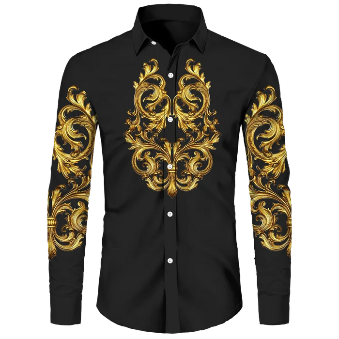 Comfortable Men's Tops Lion Palm Graphic HD Pattern Button Long Sleeve Shirt