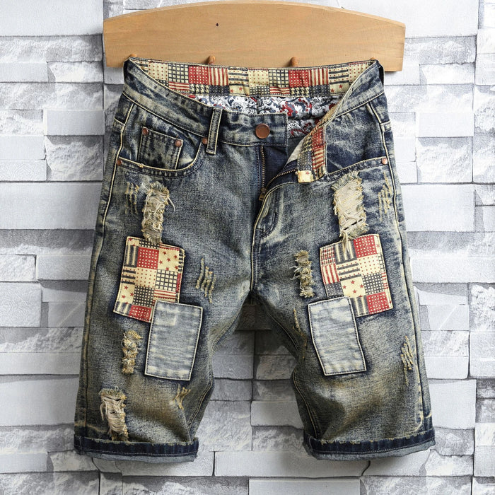 Hole Vintage Men Jeans Shorts