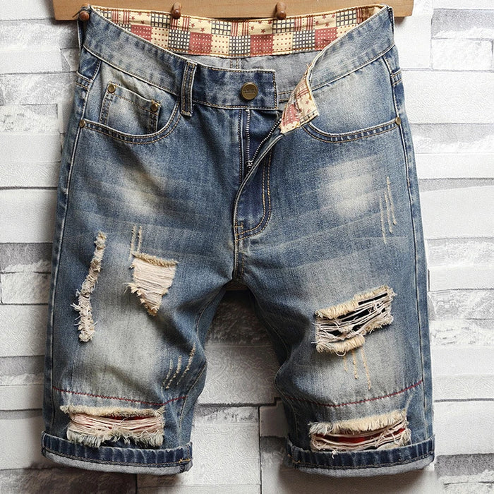 Hole Vintage Men Jeans Shorts