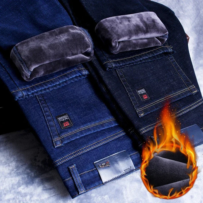 2024 Winter New Men's Fleece Warm Jeans