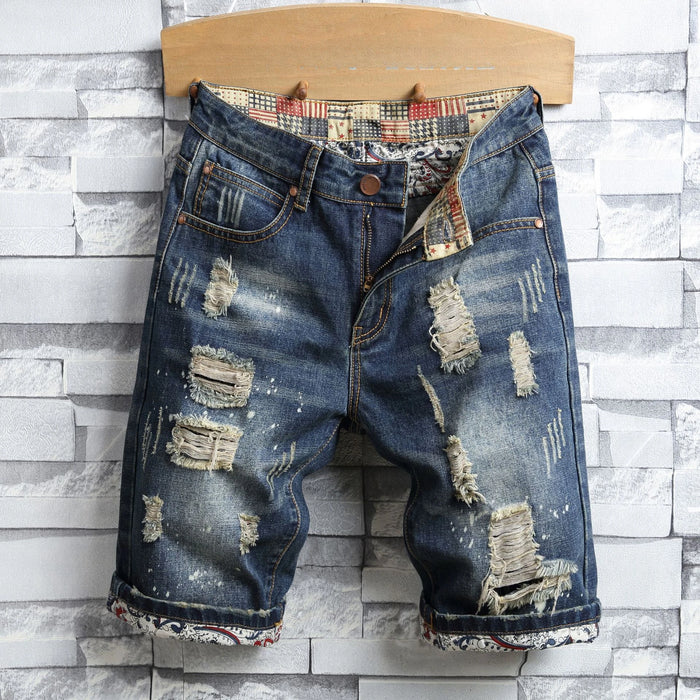Hole Vintage Men Jeans Shorts