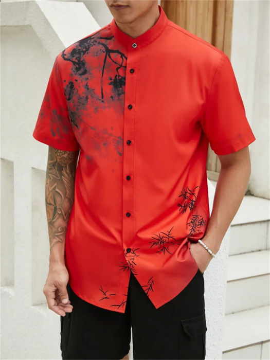 Men's plant-based shirt printed with high-definition patterns,