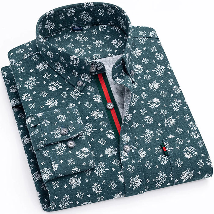 Men's Stylish Floral Print Button-Up Collar Dress Shirt