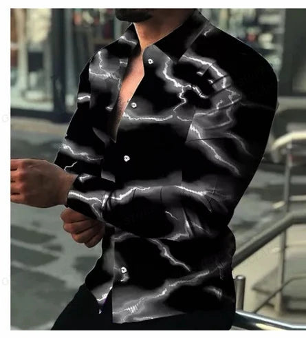 Lightning Hawaiian Shirts Floral 3d Printed Shirts Men Fashion Shirt