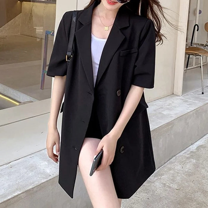 Summer New Solid Color Fashion Short Sleeve Blazers Women