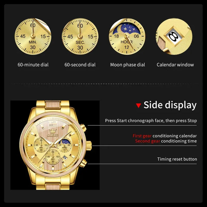 OLEVS 3645 Mens Watch Original Business Top Brand Quartz Watch
