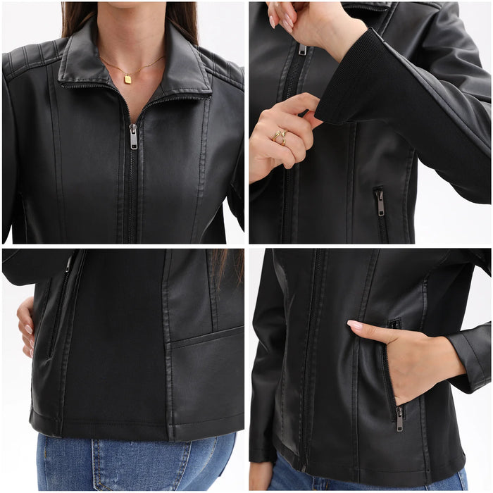 2026 Women’s Stylish Brown Faux Leather Jacket