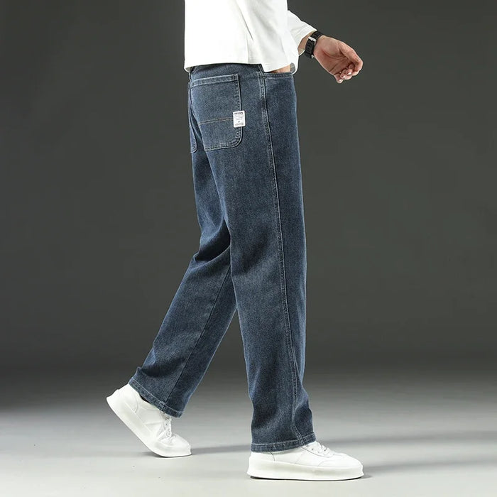 2026 New Spring and Autumn Men's Jeans, Loose, Comfortable, Straight, Business Casual, Versatile Wide-leg Business Trousers