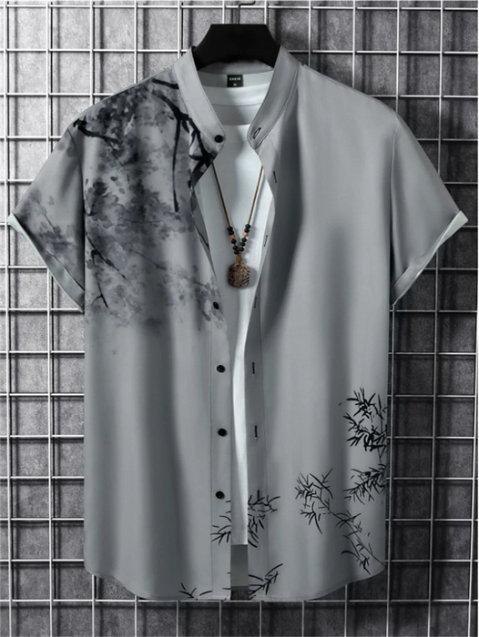 Men's plant-based shirt printed with high-definition patterns,