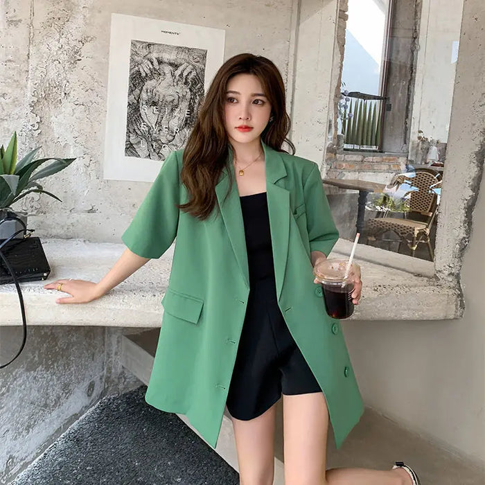 Summer New Solid Color Fashion Short Sleeve Blazers Women