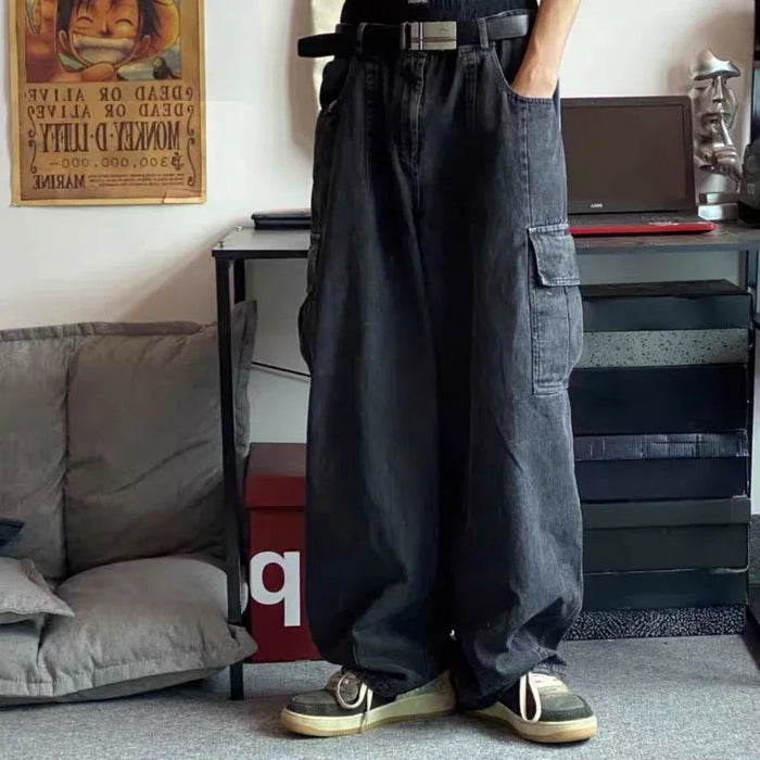 Baggy Jeans Men's Oversize Cargo Korean Black Wide Pants