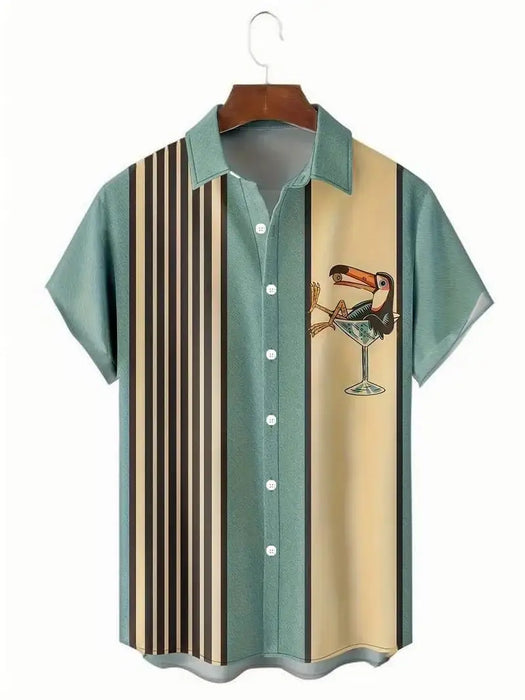 Hawaii Men's  Shirt Vintage Casual Short Sleeve