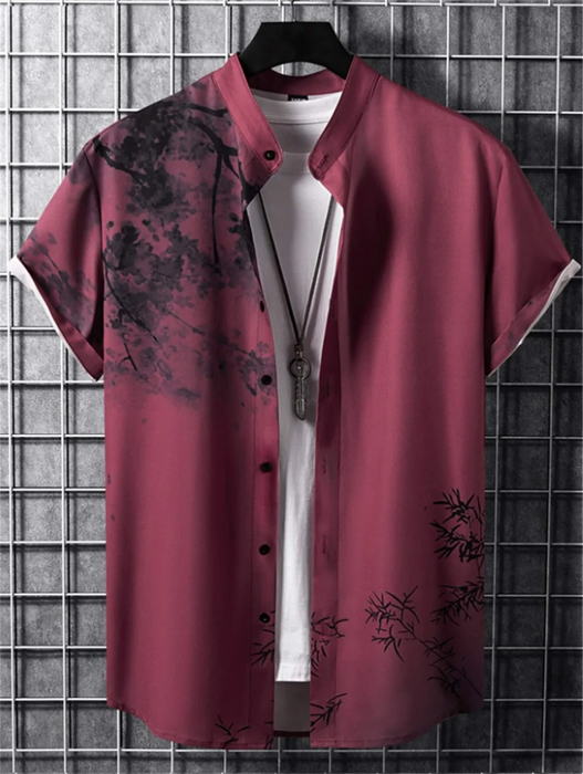 Men's plant-based shirt printed with high-definition patterns,
