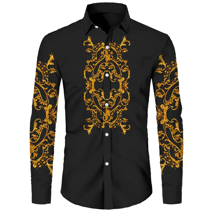 Comfortable Men's Tops Lion Palm Graphic HD Pattern Button Long Sleeve Shirt