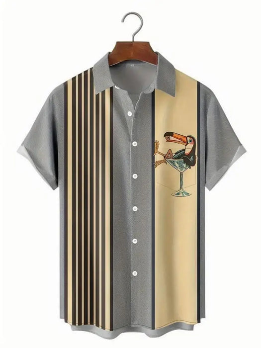 Hawaii Men's  Shirt Vintage Casual Short Sleeve