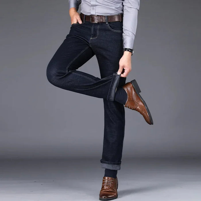 2024 Winter New Men's Fleece Warm Jeans