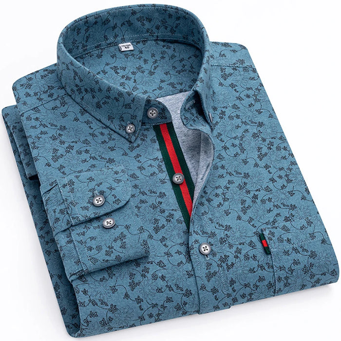 Men's Stylish Floral Print Button-Up Collar Dress Shirt