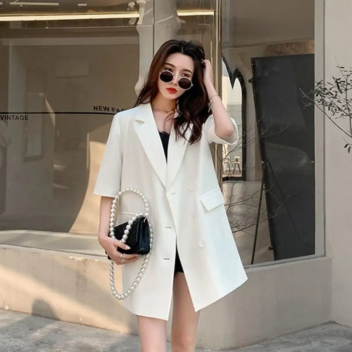 Summer New Solid Color Fashion Short Sleeve Blazers Women