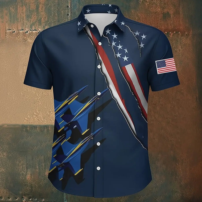 Men's US Flag Patriotic America's 250th Anniversary Button Up Shirts